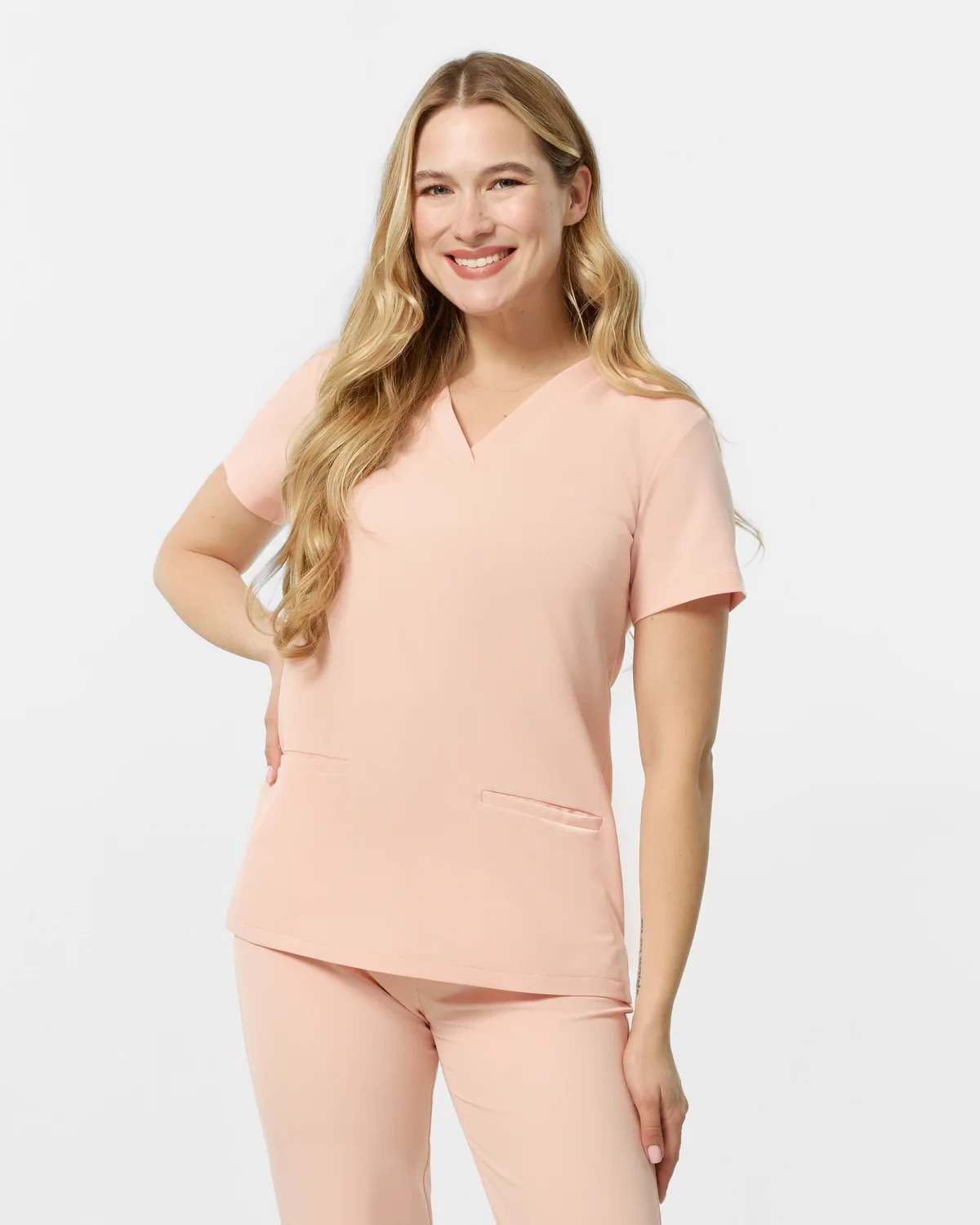 Bluzka Medyczna Basic - Apricot Pink