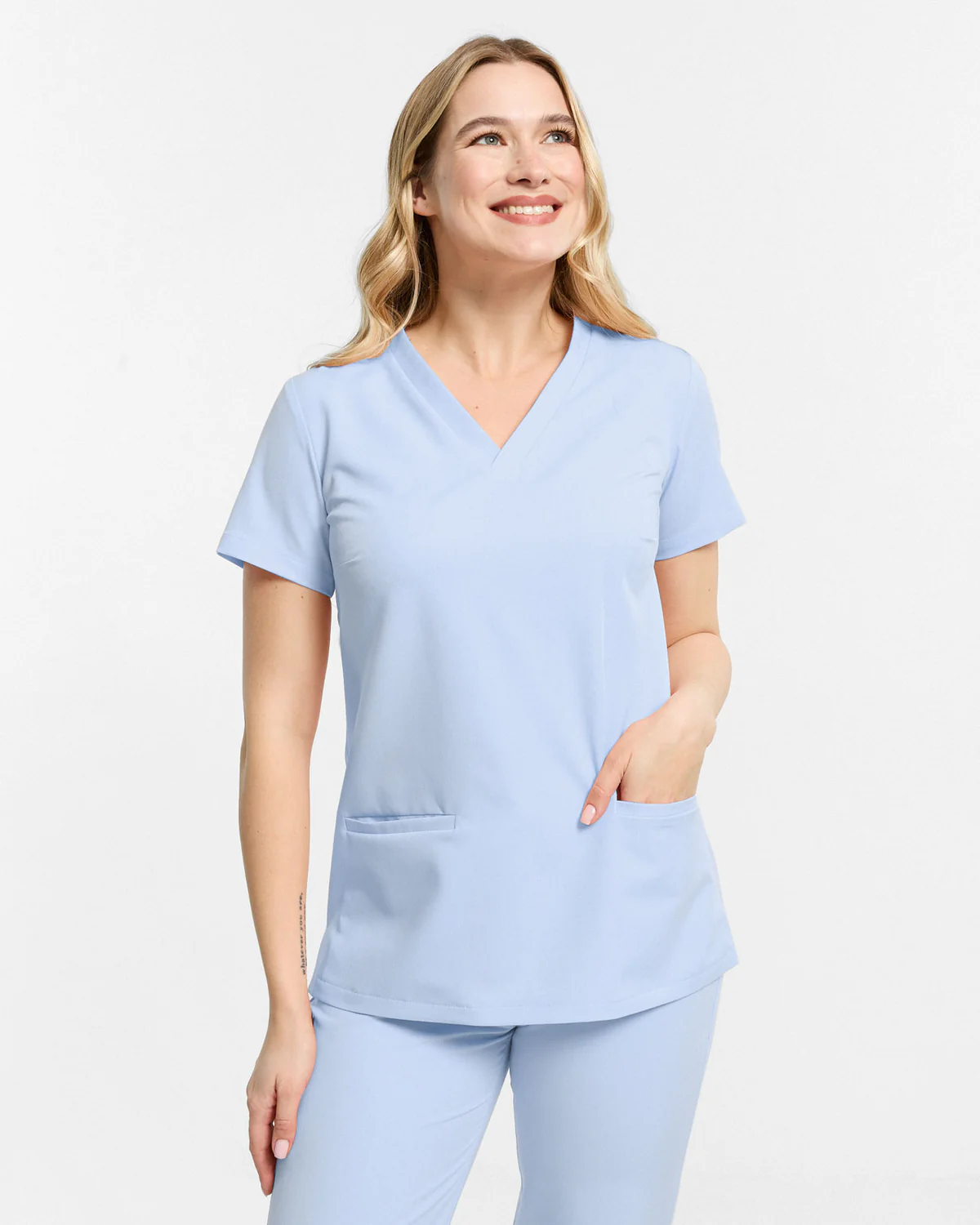 Bluzka medyczna damska Basic - Baby Blue Błękitna