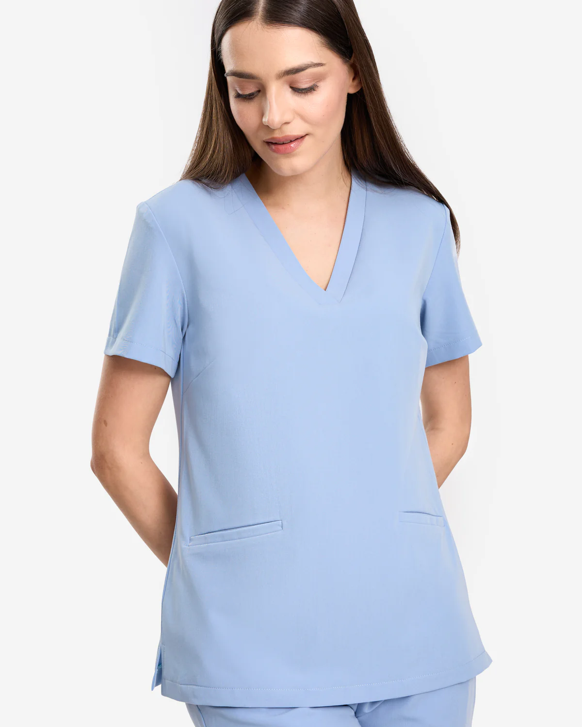 Bluzka medyczna damska Basic - Baby Blue Błękitna