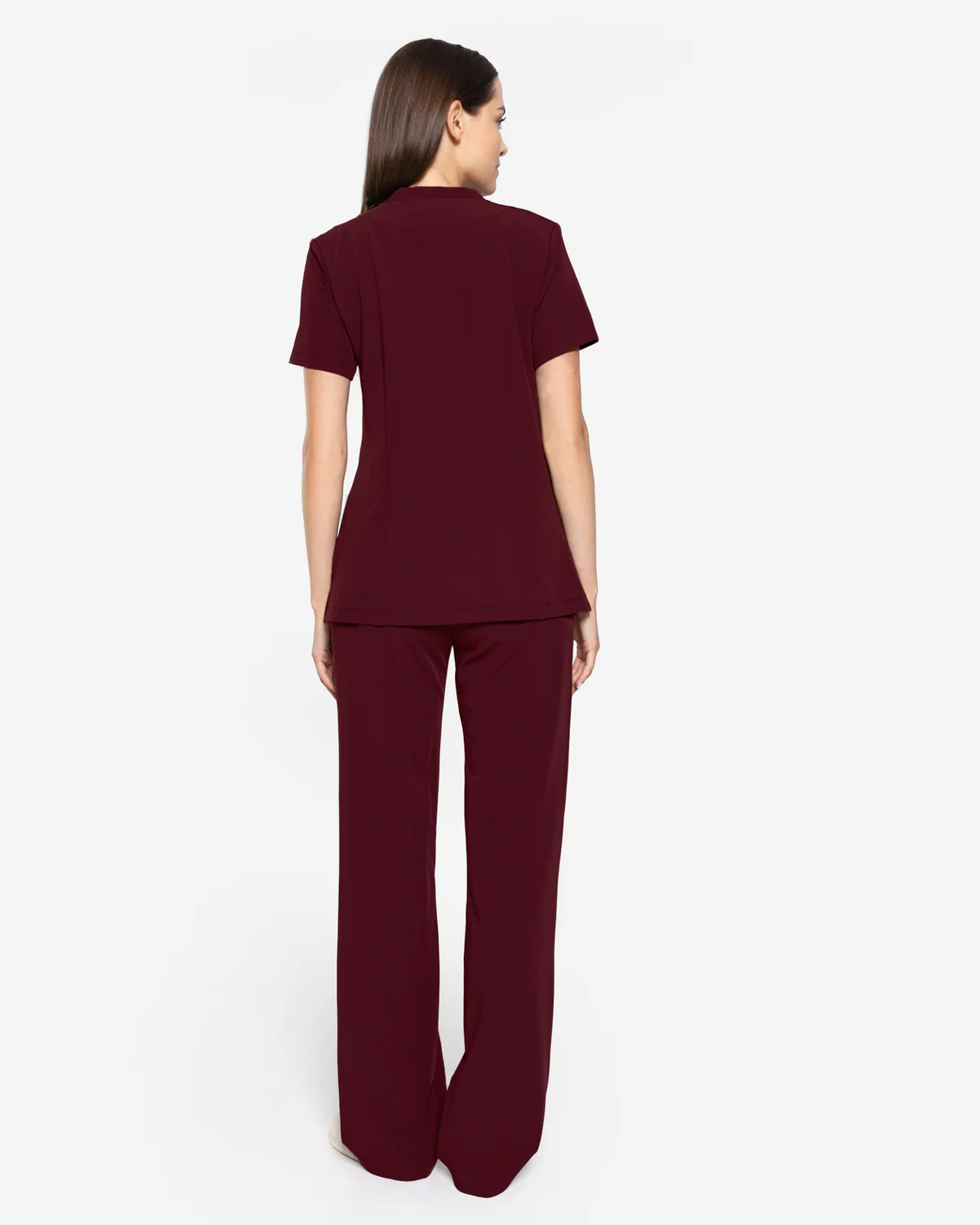 Bluzka medyczna damska Basic - Burgundy Bordowa