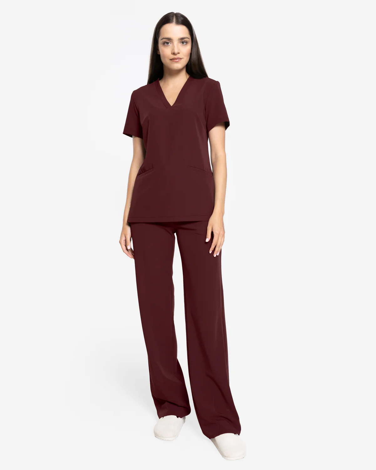 Bluzka medyczna damska Basic - Burgundy Bordowa