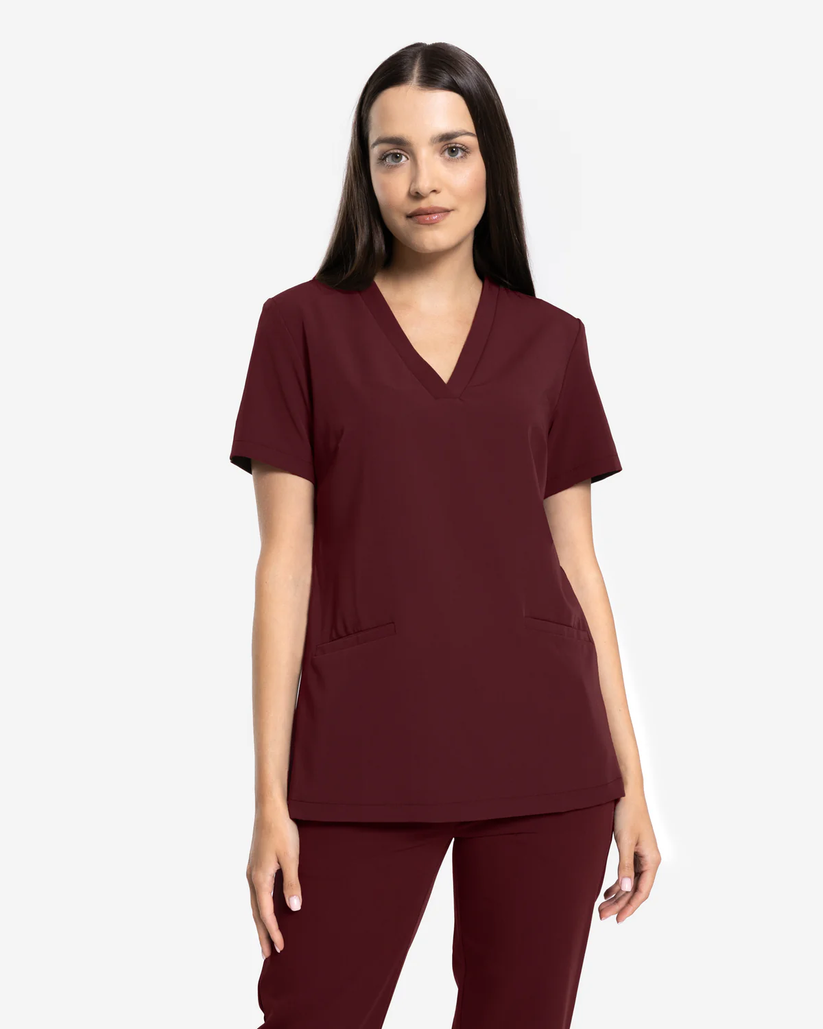 Bluzka medyczna damska Basic - Burgundy Bordowa
