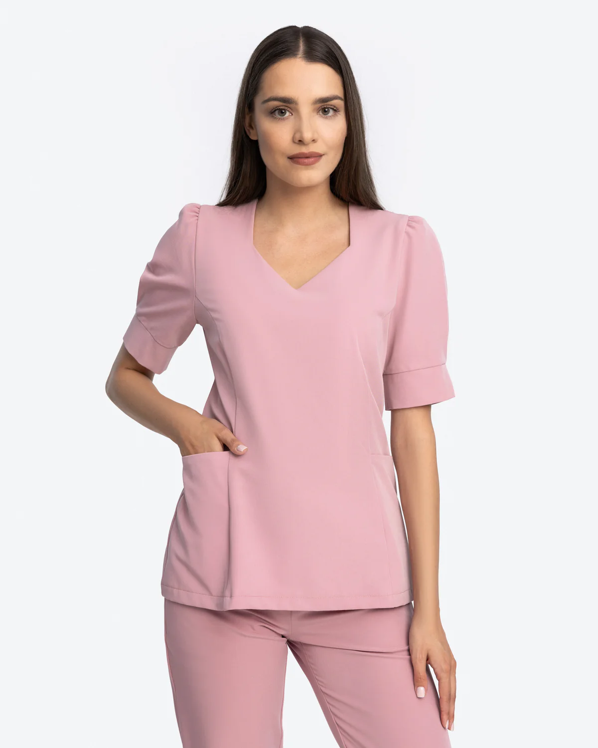 Bluzka medyczna damska Charlotte - Balerrina Pink jasno różowa - producent odzieży medycznej