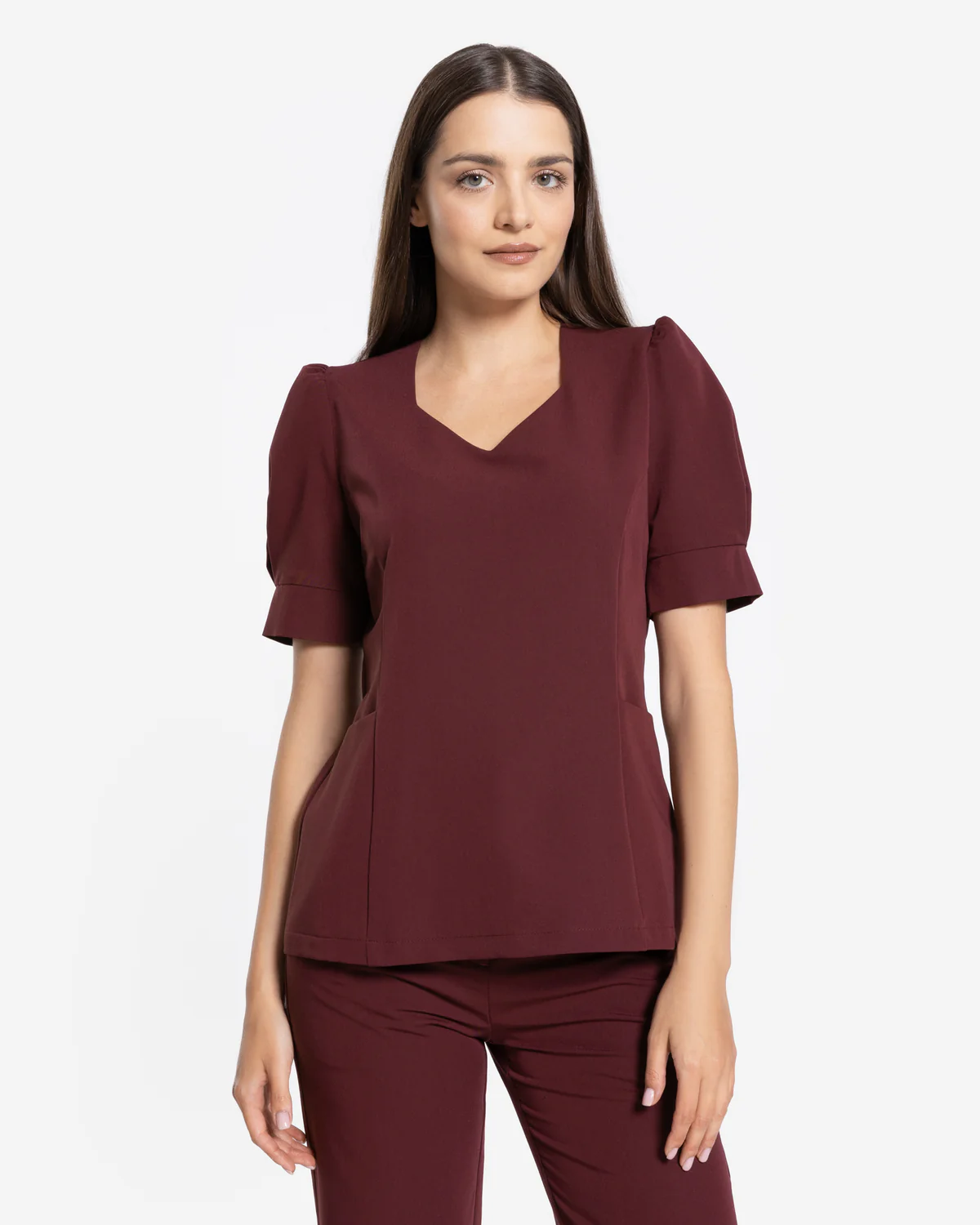 Bluzka medyczna damska Charlotte - Burgundy Bordowa