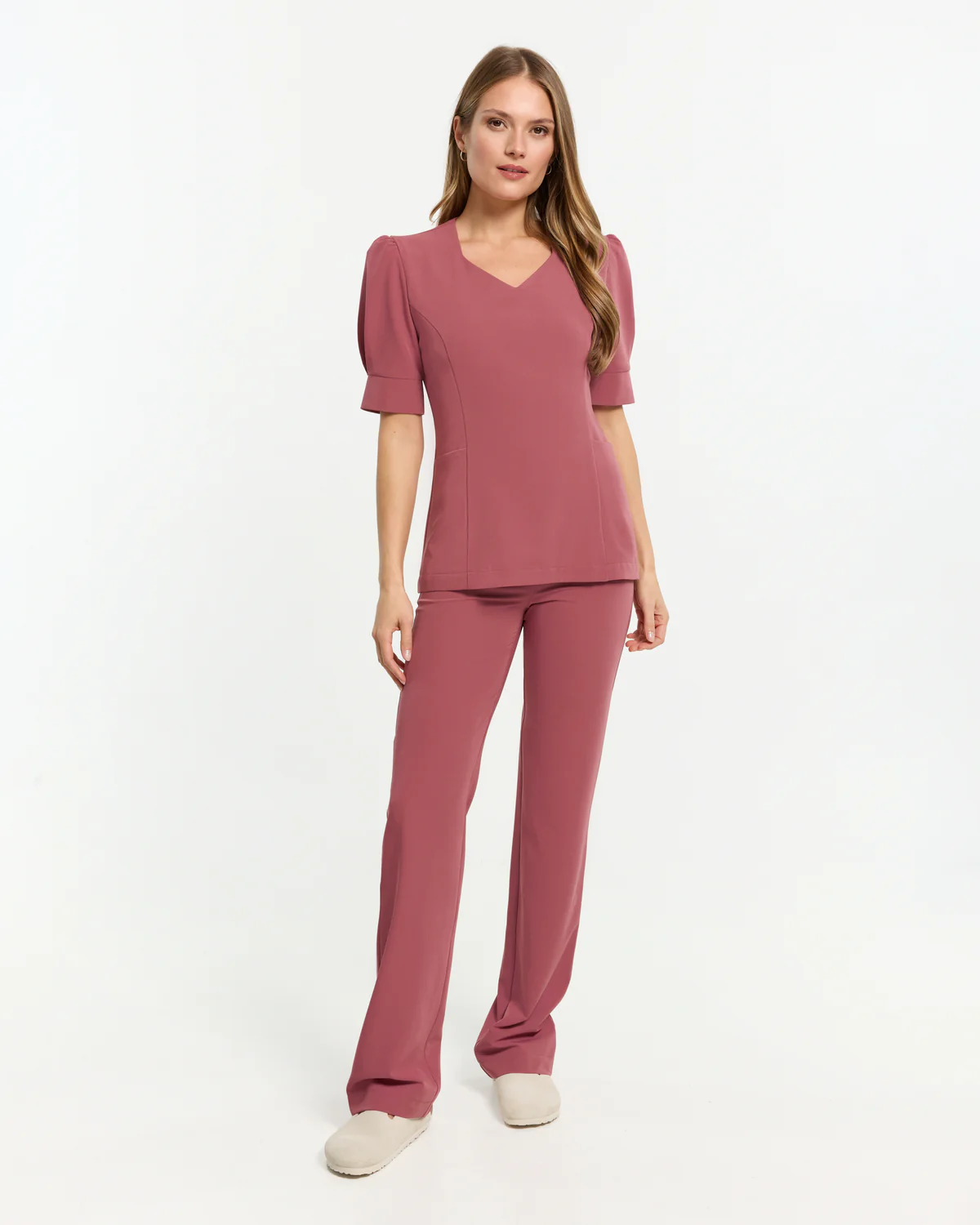 Bluzka medyczna damska Charlotte - Dusty Rose - ciemny róż