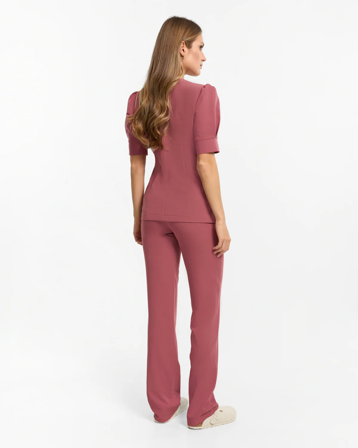 Bluzka medyczna damska Charlotte - Dusty Rose - ciemny róż