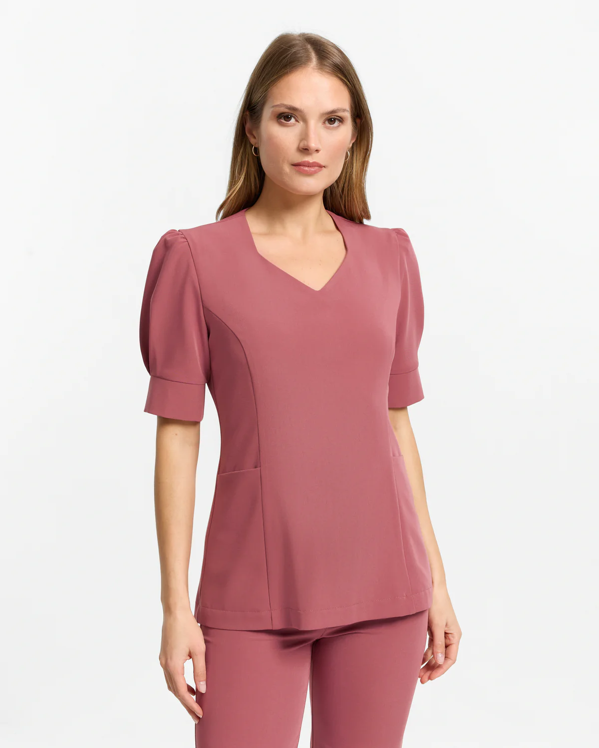 Bluzka medyczna damska Charlotte - Dusty Rose - ciemny róż